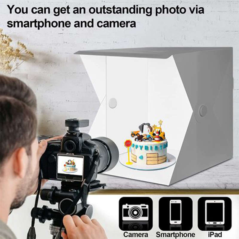 LED Lighting Foldable Light Box Portable Photography Studio Tent Kit USB Powered
