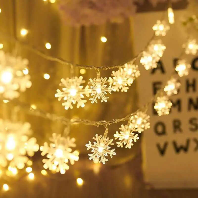 Snowflake String Lights Warm White 5M Suitable For Christmas Party Decoration Atmosphere