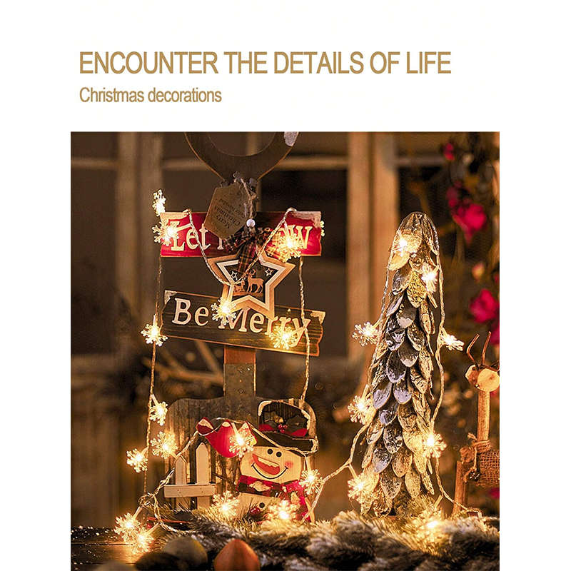 Snowflake String Lights Warm White 5M Suitable For Christmas Party Decoration Atmosphere