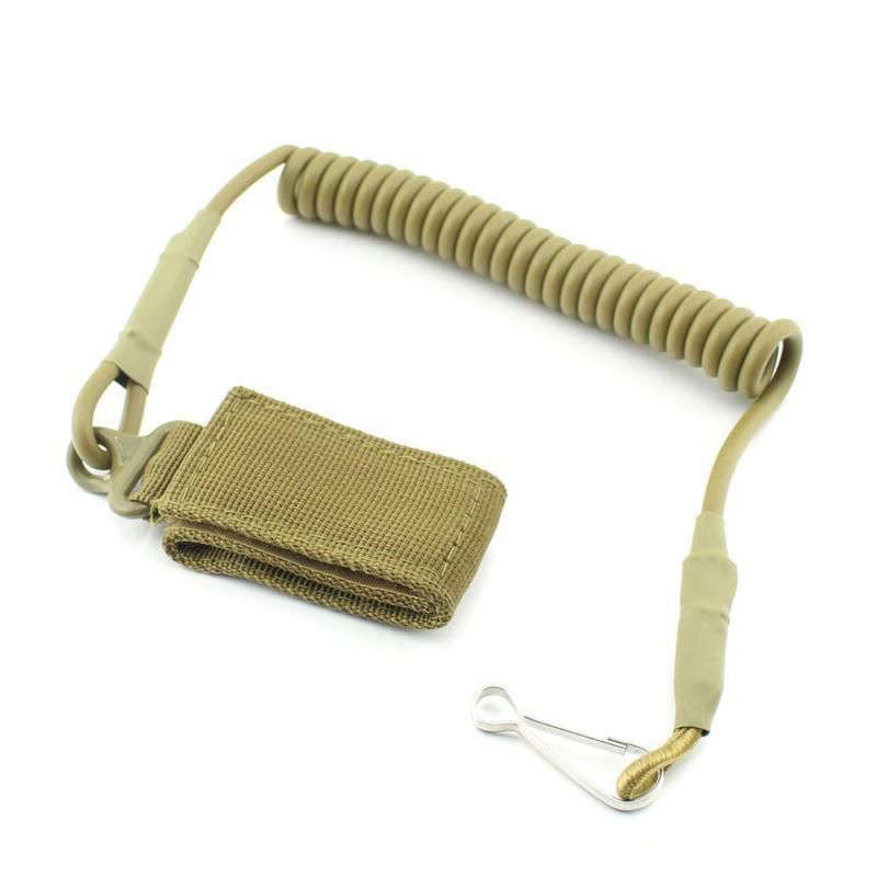 Pistol safety tactical lanyard spring retaining cord