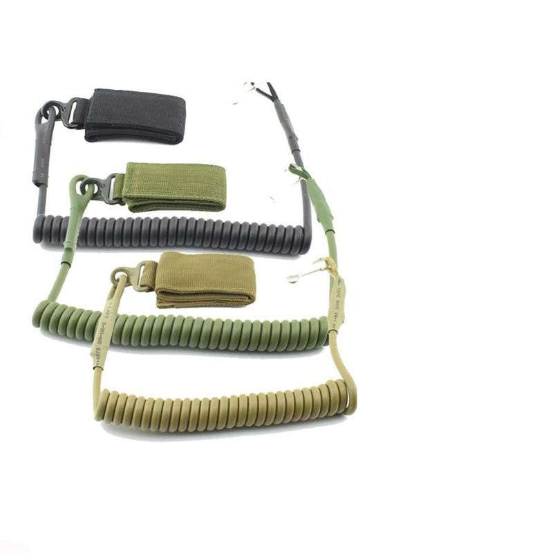 Pistol safety tactical lanyard spring retaining cord