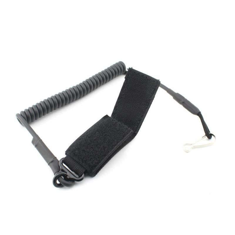 Pistol safety tactical lanyard spring retaining cord