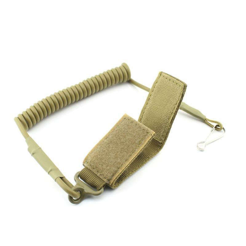 Pistol safety tactical lanyard spring retaining cord