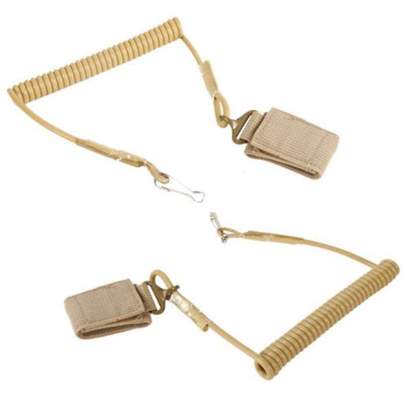 Pistol safety tactical lanyard spring retaining cord