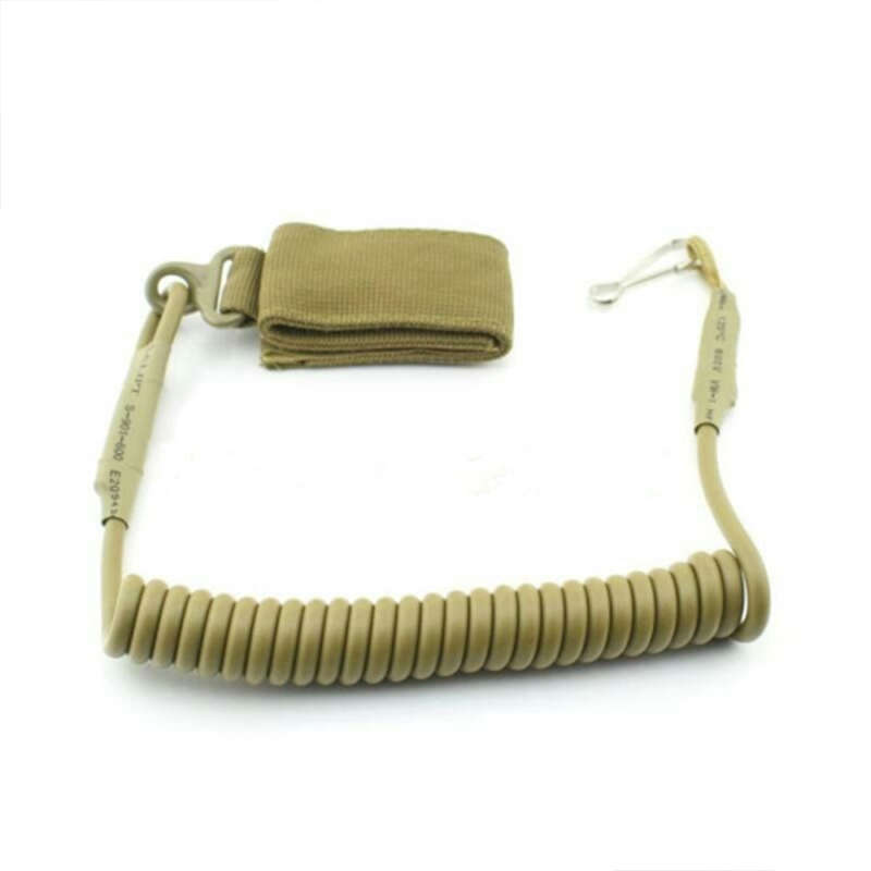 Pistol safety tactical lanyard spring retaining cord