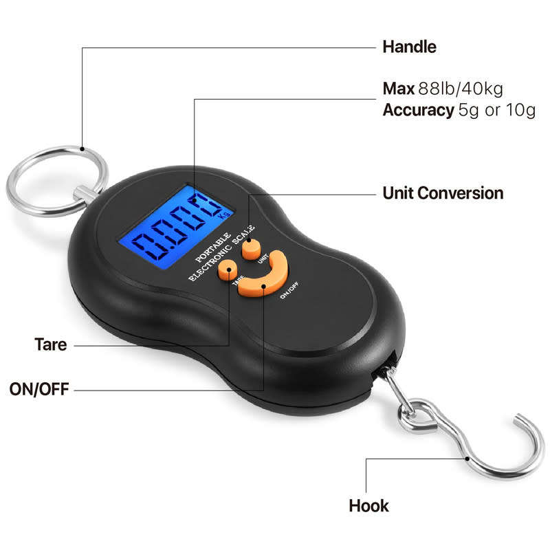 Portable Electronic Hook Scale 50kg/10g Digital Lcd Display Weight