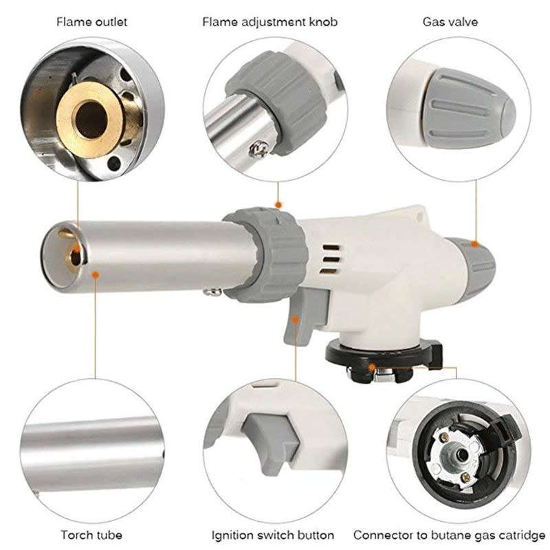 Metal Flame Gun Welding Gas Lighter Heating Ignition Kitchen Butane Camping Portable