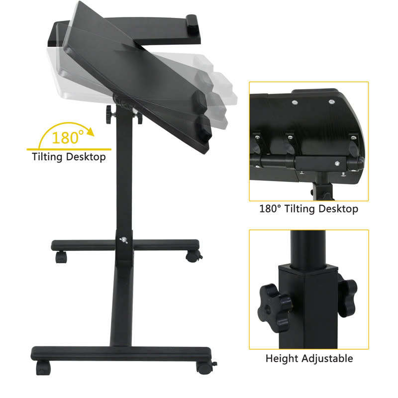 Laptop Cart Table Height Rolling Adjustable Desk