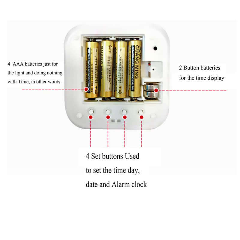 Digital Luminous Alarm Clock Colorful Lights Display Time Date Temperature