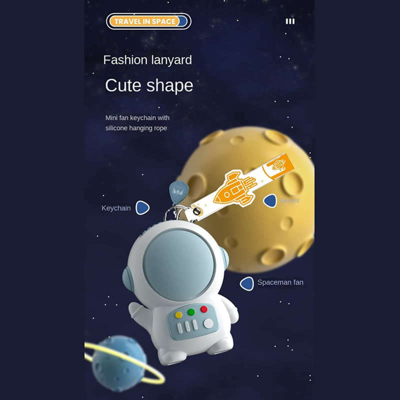Mini Portable Astronaut Fan with Keychain Cute Toy USB Rechargeable