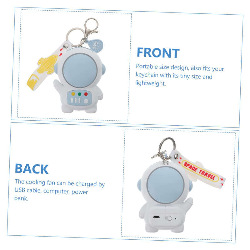 Mini Portable Astronaut Fan with Keychain Cute Toy USB Rechargeable