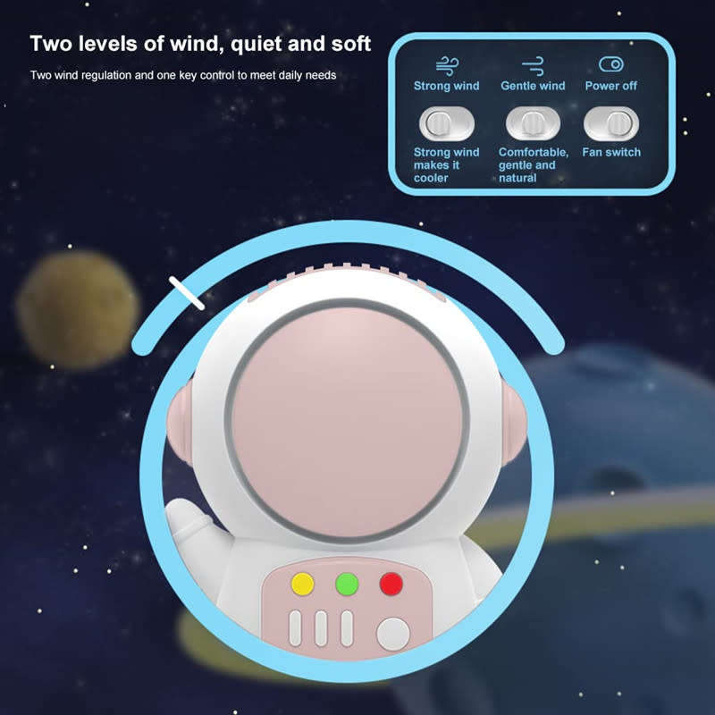 Mini Portable Astronaut Fan with Keychain Cute Toy USB Rechargeable