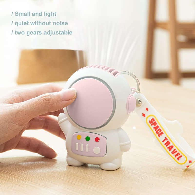 Mini Portable Astronaut Fan with Keychain Cute Toy USB Rechargeable