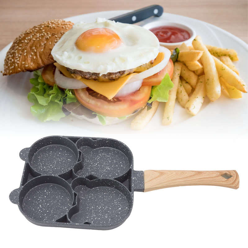 4 Hole Frying Pan to Prevent Sticking and Hot Omelette Pancakes Burgers Kitchen Accessories