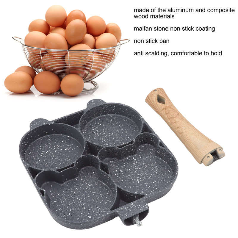 4 Hole Frying Pan to Prevent Sticking and Hot Omelette Pancakes Burgers Kitchen Accessories
