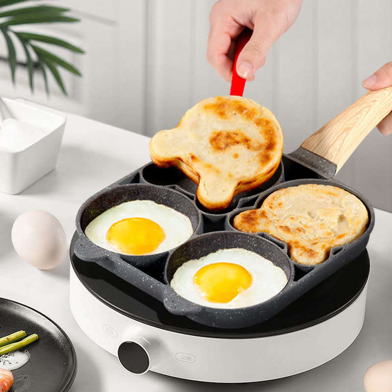 4 Hole Frying Pan to Prevent Sticking and Hot Omelette Pancakes Burgers Kitchen Accessories