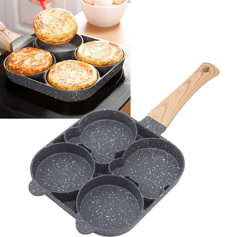 4 Hole Frying Pan to Prevent Sticking and Hot Omelette Pancakes Burgers Kitchen Accessories