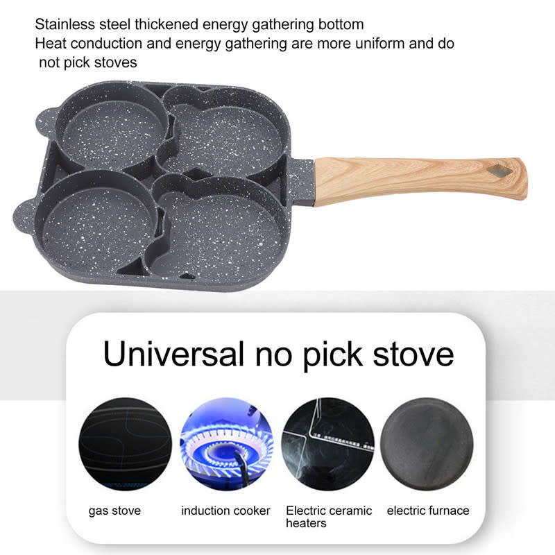 4 Hole Frying Pan to Prevent Sticking and Hot Omelette Pancakes Burgers Kitchen Accessories