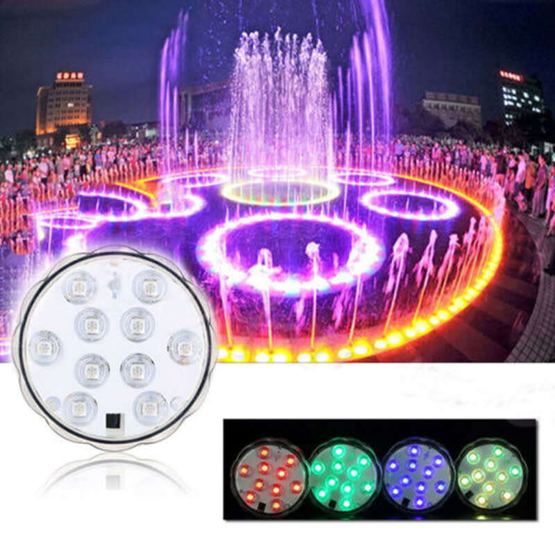 Submersible 10 LED RGB Pool Multi-Purpose Wedding Party Outdoor Aquarium Lighting + Remote Control
