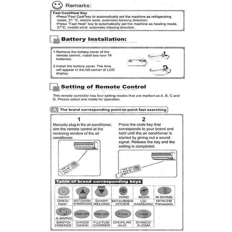 Portable Smart Air Conditioner Remote Control Universal For Most Low Power Air Conditioner Remotes