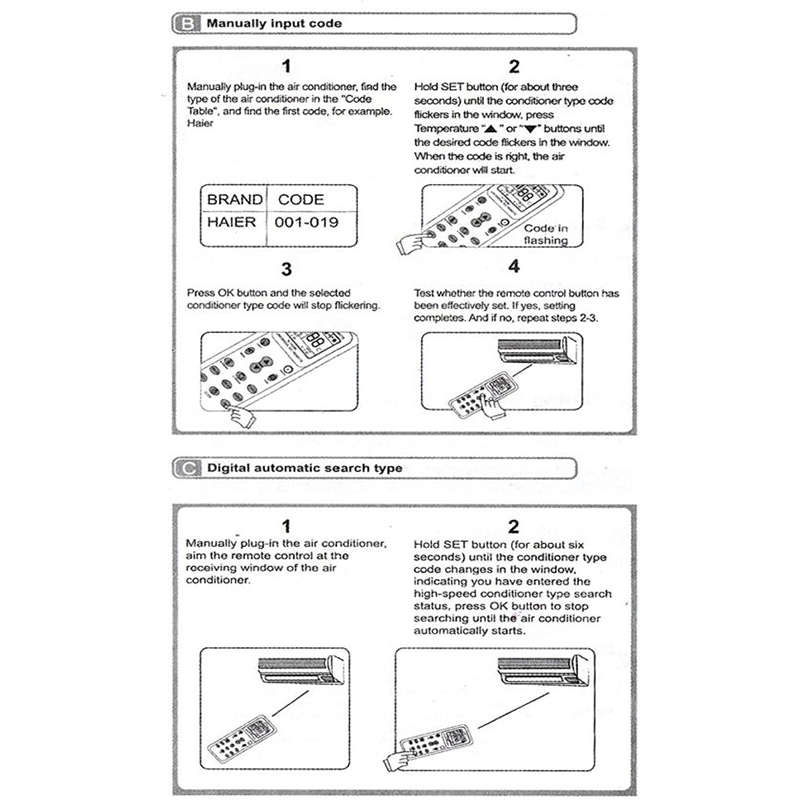 Portable Smart Air Conditioner Remote Control Universal For Most Low Power Air Conditioner Remotes
