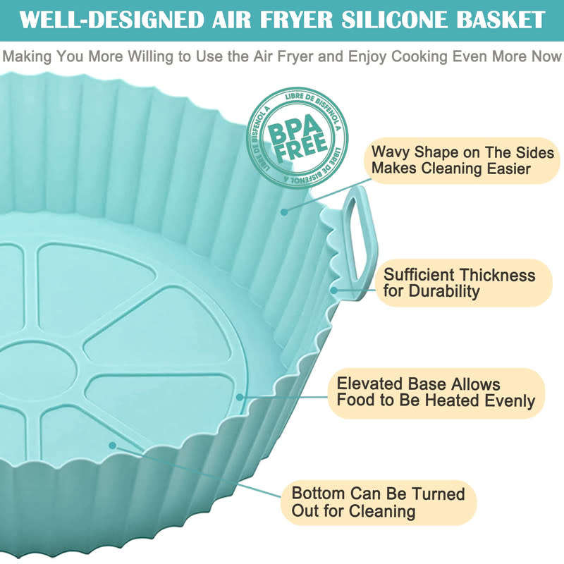 Air Fryer Pad Silicone Basket Reusable Replacement Oven Accessories Fryer For Kitchen Oven Cookware