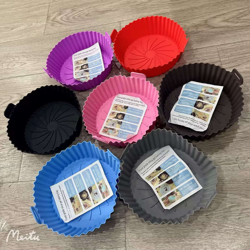 Air Fryer Pad Silicone Basket Reusable Replacement Oven Accessories Fryer For Kitchen Oven Cookware