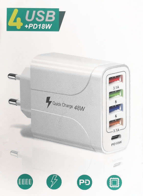 Portable 48W Usb 5-Port Charger Adapter