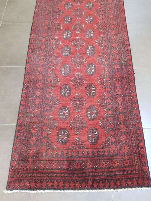 RED AFGHAN PERSIAN CARPET  RUNNER SIZE 482 X 79 CM