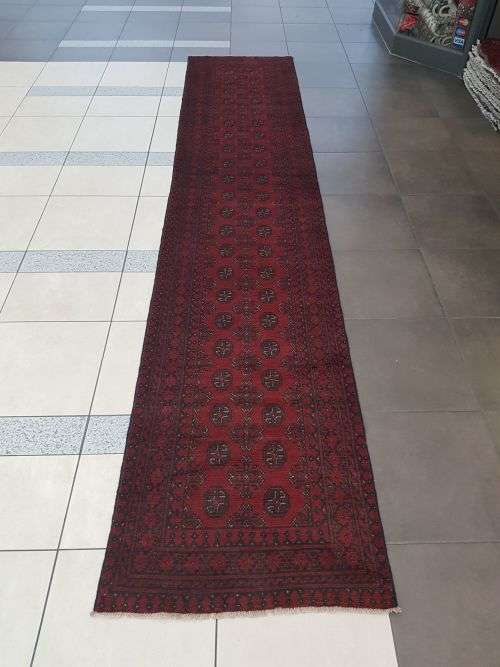 RED AFGHAN PERSIAN CARPET  RUNNER SIZE 390X 78 CM