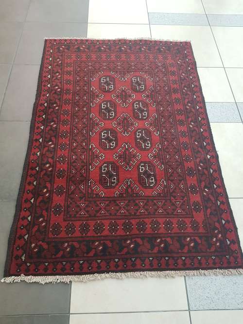 Red Afghan Handmade Carpet 150 X 100 cm