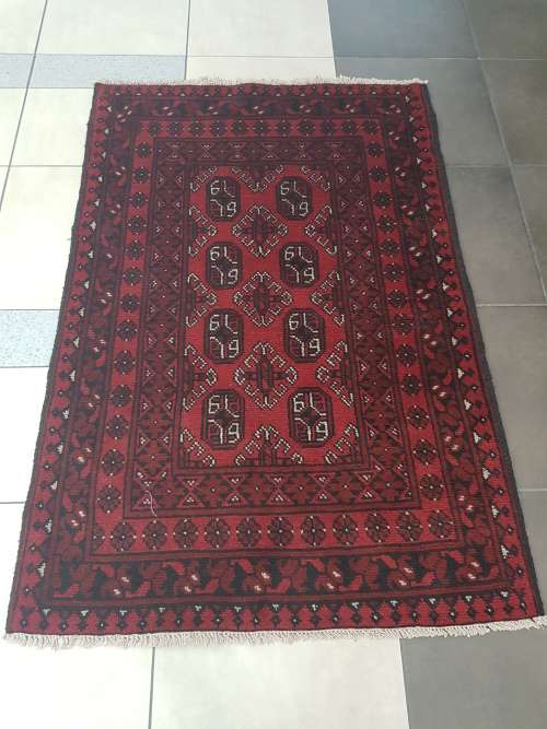 Red Afghan Handmade Carpet 150 X 100 cm
