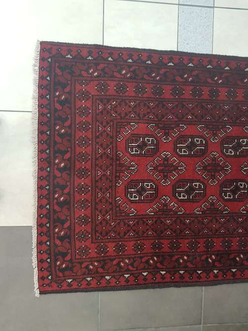 Red Afghan Handmade Carpet 150 X 100 cm