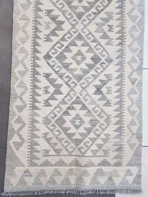 STUNNING NATURAL COLOR PERSIAN HANDMADE QAZNI KILIM 250 X 74 cm