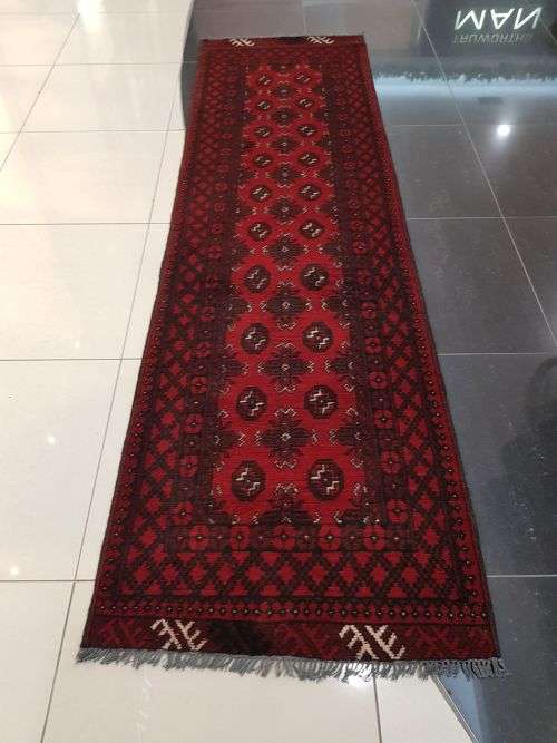 BEAUTIFUL RED AFGHAN RUNNER 300X 80 CM