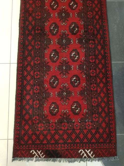 BEAUTIFUL RED AFGHAN RUNNER 300X 80 CM