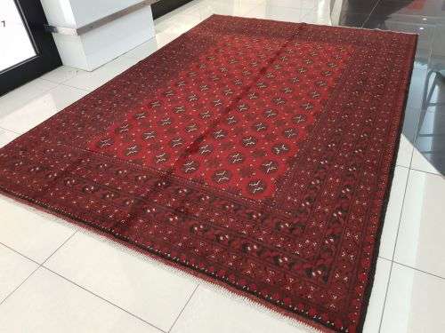 Red Afghan Handmade Carpet 300 x 200 cm