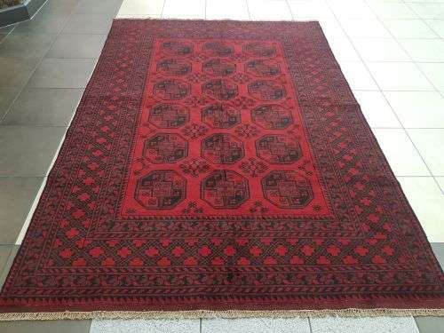 RED AFGHAN HANDMADE CARPET 300 X 200 CM