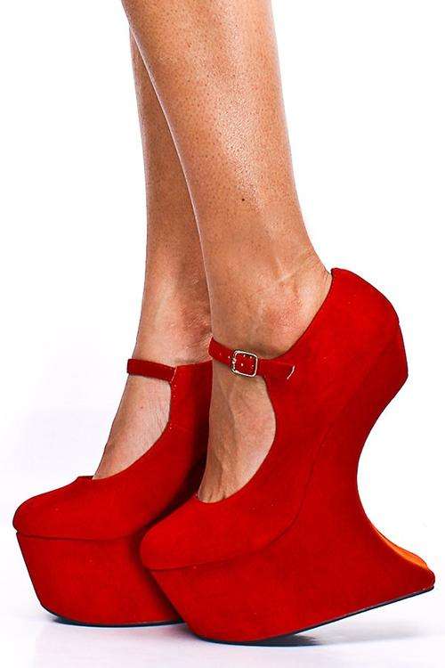 Carla Berotti, grey suede heel less contoured mary jane wedge platform heels, size 4/37, BRAND NEW