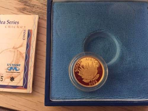 2003 Protea Series Proof 1/10oz Gold Coin - Cricket & 2xR5 coins