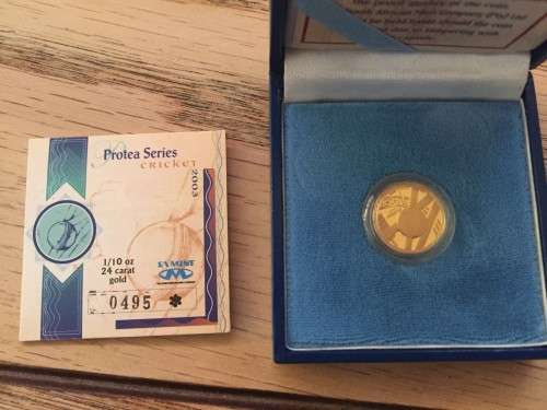 2003 Protea Series Proof 1/10oz Gold Coin - Cricket & 2xR5 coins