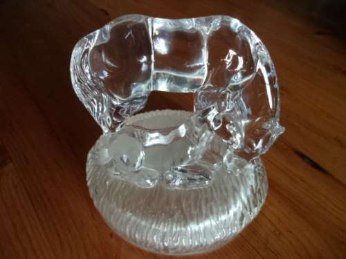 Beautiful Glass Crystal Mother and Foal on a frosted base Figurine