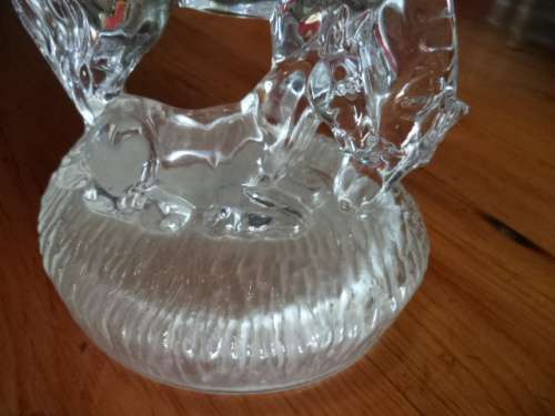 Beautiful Glass Crystal Mother and Foal on a frosted base Figurine