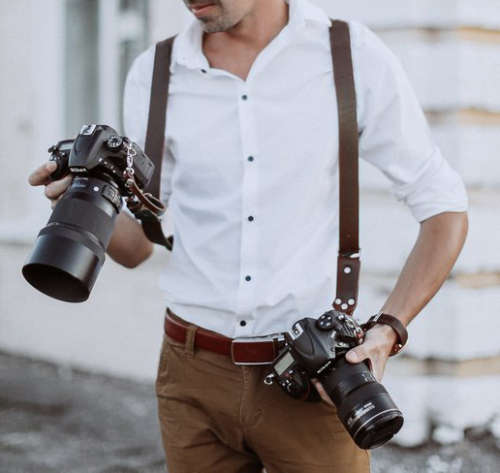 Handmade Dual Leather Camera Harness - CRAZY R1 Auction - no reserve!!!