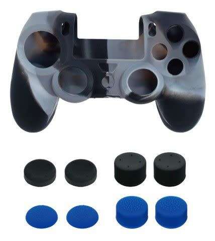 Set of 2x PS4 Controller skins & 8 grips PLUS 1x Konix Battery Pack - Shop soiled - Crazy R1 Auction