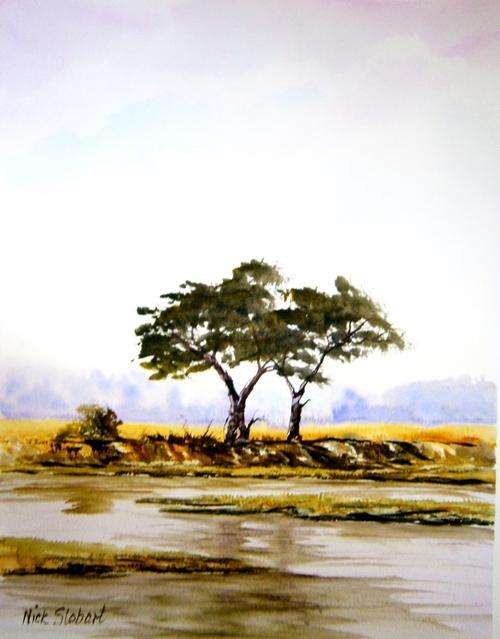 'LIFE AT THE WATERBANK' Original signed watercolour by Nick Stobart