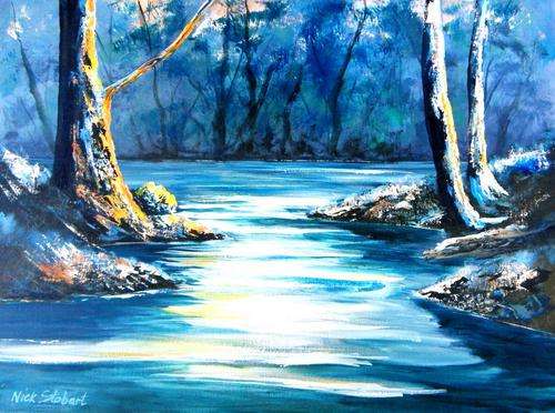 '' JUST MOONLIGHT " Original signed acrylic by Nick Stobart.
