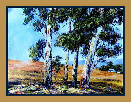 '' SEEN THROUGH THE TREES '' Original signed acrylic by Nick Stobart.