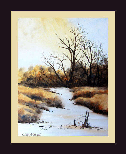 '' SAND RIVER '' Original signed acrylic by Nick Stobart. Deep edged canvas. Ready to hang.