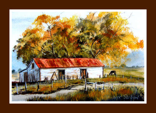 '' LIFE AT THE OLD BARN '' Original signed watercolour by Nick Stobart.